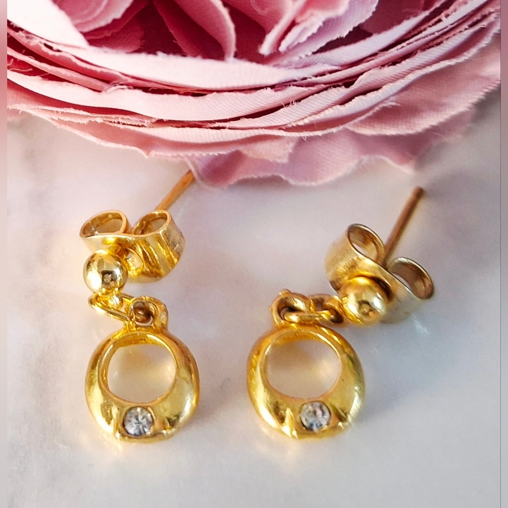 Vintage 80s 💛✨️Sparkly Gold Ring Earrings